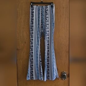 SHEIN Blue Multi-Stripe & Paisley Flare Pants